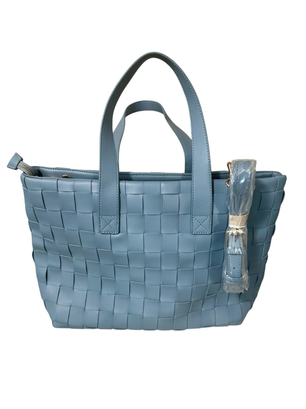 Like Dreams Handbag, Woven Design, Blue Grey Tote Bag